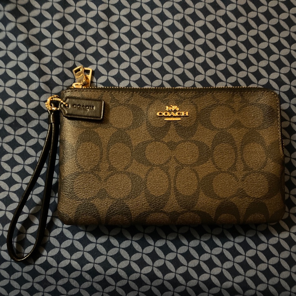 Coach double zipper large wallet